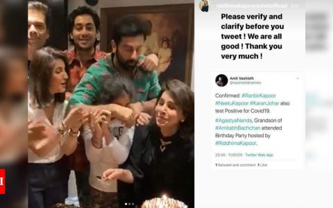 Riddhima Kapoor Sahni rubbishes rumours of Ranbir Kapoor, Karan Johar and Neetu Kapoor tests beneficial for COVID-19 | Hindi Motion picture Information