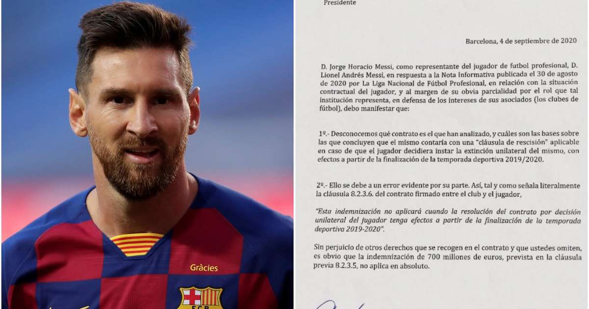 Lionel Messi Barcelona Star S Father Sends Letter To La Liga Over ਧ 700m Release Clause