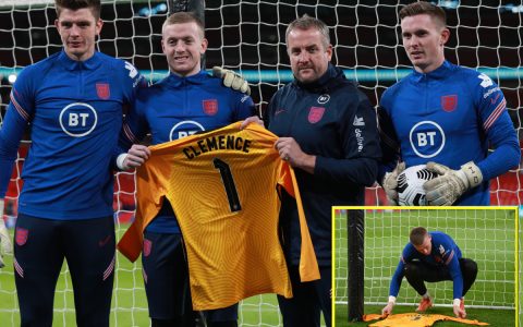 England goalkeepers Jorran Pickford, Nick Pope and Dean Henderson pay tribute to Ray Clemens after the death of Liverpool and Tottenham