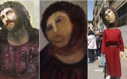 Ten years after restoration became a meme, artwork got a big-headed doll version in Spain